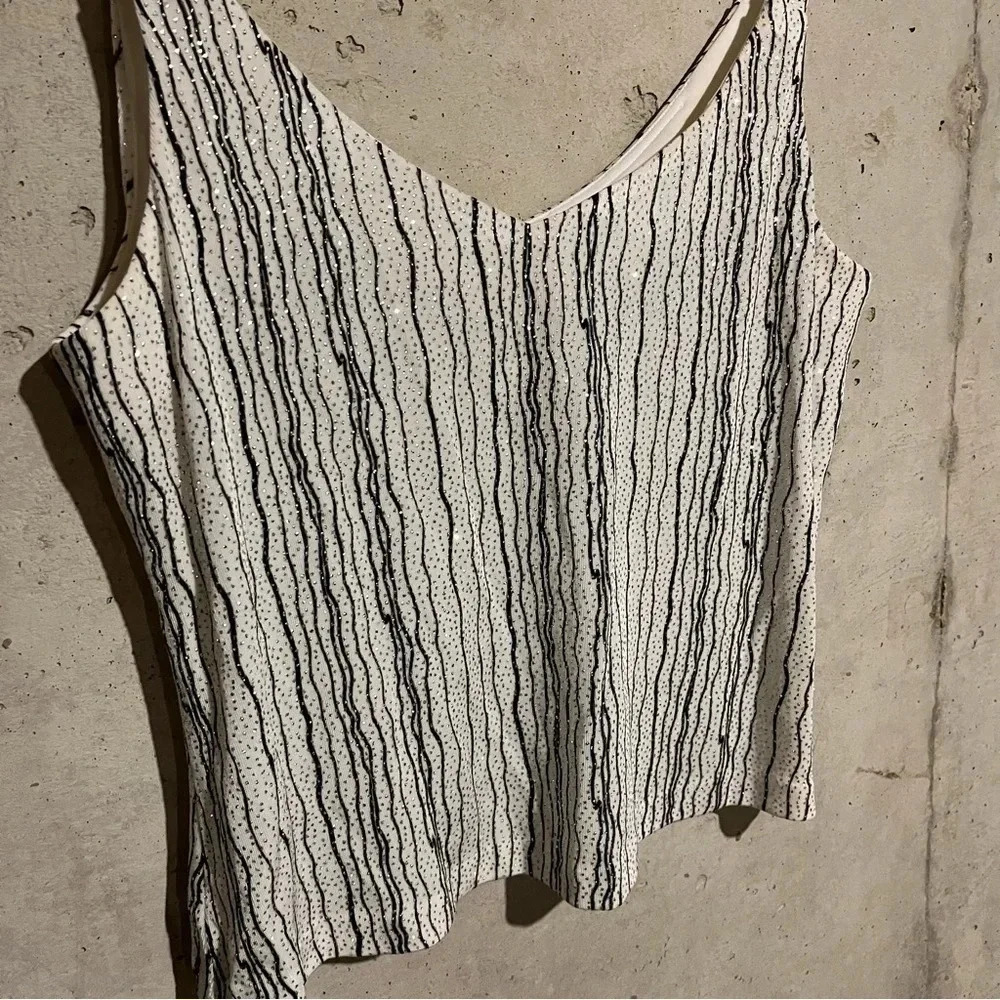 Vintage Y2k Xscape Joanna Chen Tank Top Sparkle Rhinestone Women’s Size L - Picture 2 of 8
